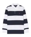 Polo Ralph Lauren Teen Boys Blue Stripe Cotton Rugby Shirt In White