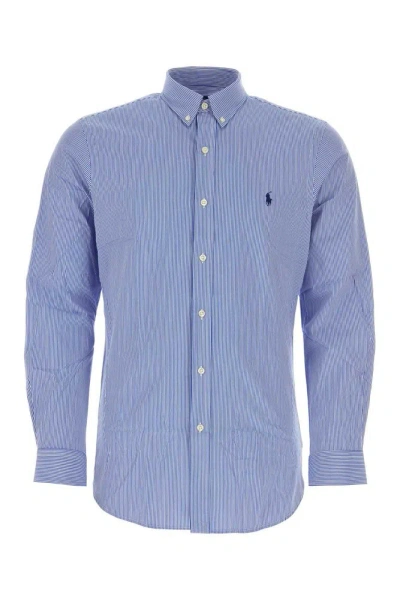 Polo Ralph Lauren Logo Embroidered Striped Shirt In Blue