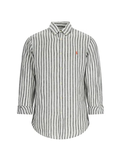 Polo Ralph Lauren Logo Embroidered Striped Shirt In Multi