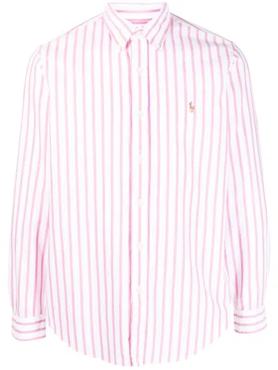 Polo Ralph Lauren Logo-embroidered Striped Shirt In Rosa