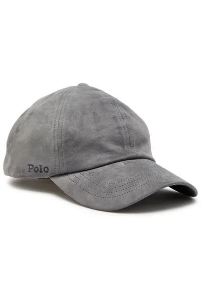Polo Ralph Lauren Logo-embroidered Suede Cap In Gray