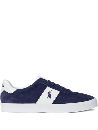 Polo Ralph Lauren Logo-embroidered Suede Sneakers In Blue