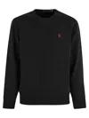 Polo Ralph Lauren Black Crewneck Sweatshirt With Pony Embroidery In Cotton Blend Man In Black