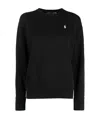 Polo Ralph Lauren Black Cotton Sweatshirt With Iconic Pony Logo In Black