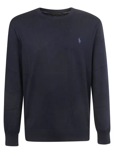 Polo Ralph Lauren Crew Neck Cotton Ls Sweater In Blue