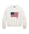 Polo Ralph Lauren Logo Flag French Terry Crewneck Sweatshirt In White