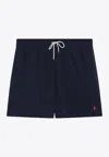Polo Ralph Lauren Swim Trunks Logo Back Pocket Elastic Waistband In Blue