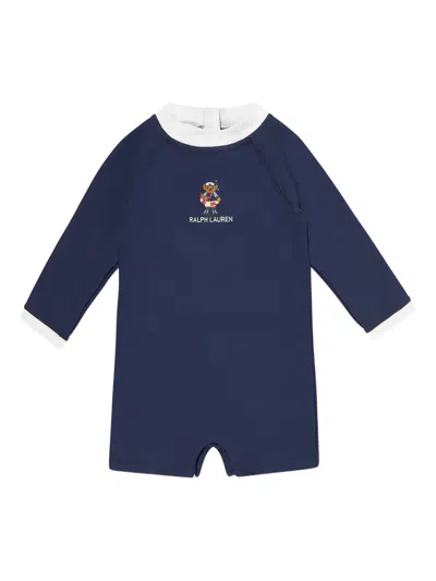 Polo Ralph Lauren Kids' Logo-embroidered Swimsuit In 蓝色