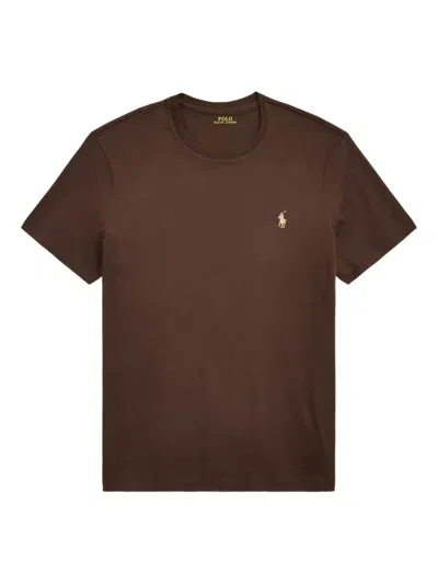 Polo Ralph Lauren Logo-embroidered T-shirt In Brown