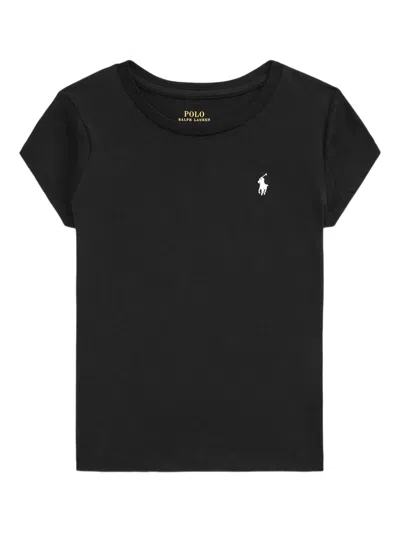 Polo Ralph Lauren Kids' Logo-embroidered T-shirt In Black
