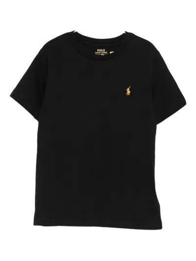 Polo Ralph Lauren Kids' Logo-embroidered T-shirt In Black