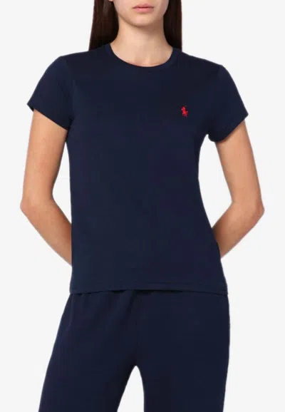 Polo Ralph Lauren Logo Embroidered T-shirt In Blue