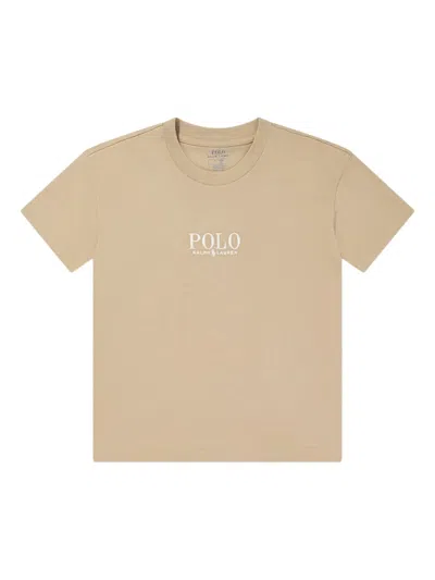 Polo Ralph Lauren Kids' Logo-embroidered T-shirt In Neutrals