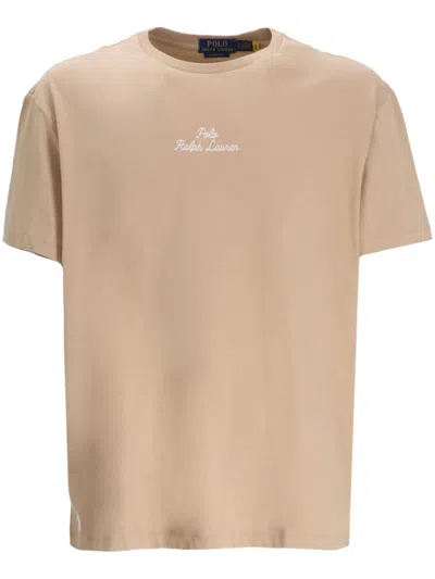 Polo Ralph Lauren Logo-embroidered T-shirt In Neutrals