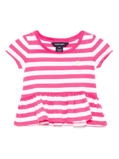 Polo Ralph Lauren Kids' Logo-embroidered T-shirt In Pink