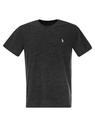 Polo Ralph Lauren Logo Embroidered T-shirt In Smoke