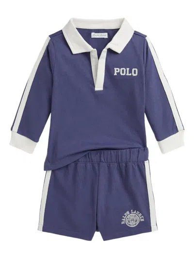 Polo Ralph Lauren Babies' Logo-embroidered Top And Shorts In Blue