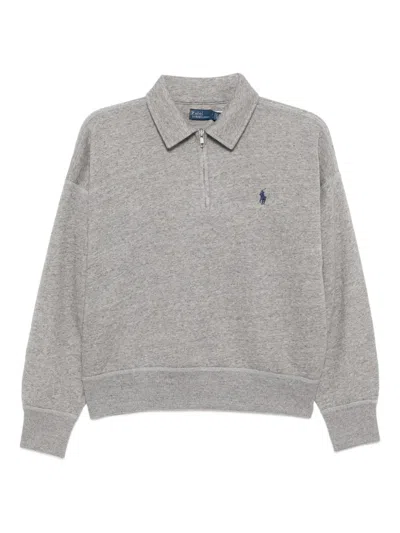 Polo Ralph Lauren Logo-embroidered Top In Gray