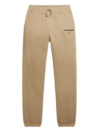 Polo Ralph Lauren Kids' Logo-embroidered Track Trousers In Neutral