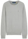 Polo Ralph Lauren Logo-embroidered Waffle-knit Jumper In Gray