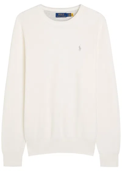 Polo Ralph Lauren Logo-embroidered Waffle-knit Jumper In White