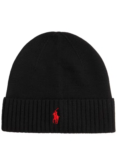 Polo Ralph Lauren Logo-embroidered Wool Beanie In Black