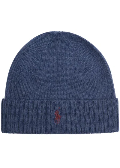 Polo Ralph Lauren Logo-embroidered Wool Beanie In Blue