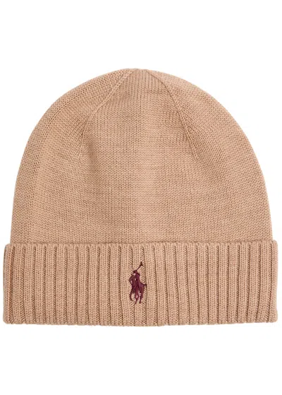 Polo Ralph Lauren Logo-embroidered Wool Beanie In Brown