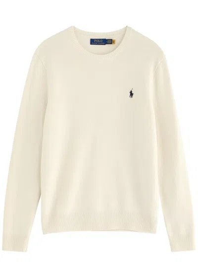 Polo Ralph Lauren Logo-embroidered Wool-blend Jumper In Cream