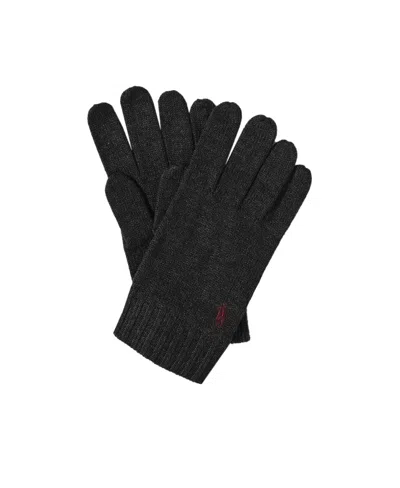 Polo Ralph Lauren Logo-embroidered Wool Gloves In Black