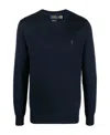 Polo Ralph Lauren Blue Crewneck Sweater With Pony Logo Embroidered On The Front In Black