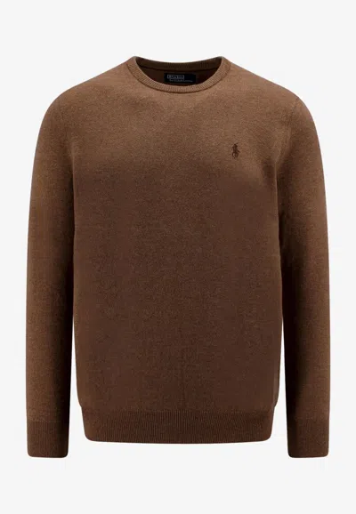 POLO RALPH LAUREN LOGO EMBROIDERED WOOL SWEATER