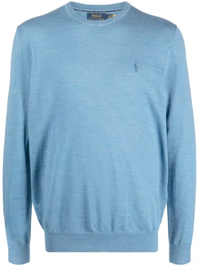 Polo Ralph Lauren Logo-embroidered Wool Sweatshirt In Blue