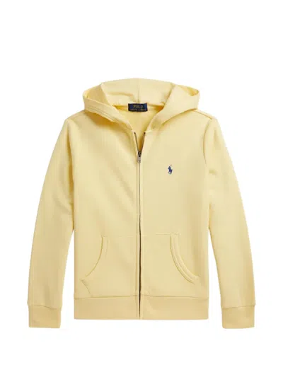 Polo Ralph Lauren Kids' Logo-embroidered Zip-fastening Hoodie In Yellow