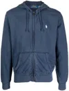 Polo Ralph Lauren Logo-embroidered Zip-up Drawstring Hoodie In Blue