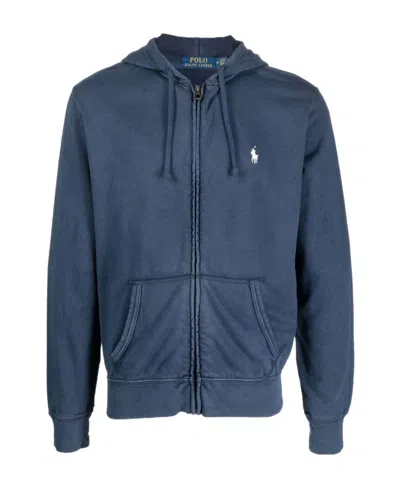 POLO RALPH LAUREN LOGO-EMBROIDERED ZIP-UP DRAWSTRING HOODIE