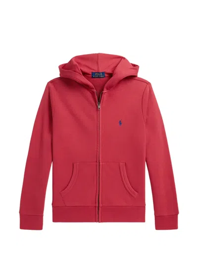 Polo Ralph Lauren Kids' Logo-embroidered Zip-up Hoodie In Red