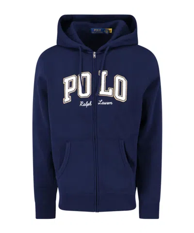 POLO RALPH LAUREN LOGO-EMBROIDERED ZIP-UP HOODIE