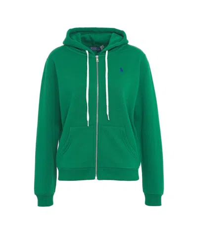 Polo Ralph Lauren Logo Embroidered Zipped Hoodie In Green