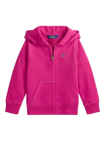 Polo Ralph Lauren Kids' Logo-embroidered Zipped Hoodie In Pink