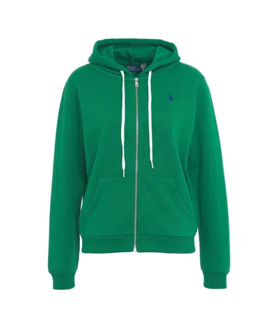 POLO RALPH LAUREN LOGO EMBROIDERED ZIPPED HOODIE