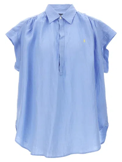 Polo Ralph Lauren Logo Embroidery Blouse In Blue