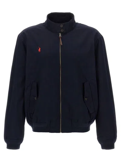 Polo Ralph Lauren Logo Embroidery Bomber Jacket In Blue