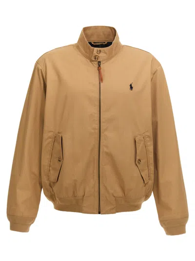 Polo Ralph Lauren Logo Embroidery Bomber Jacket Casual Jackets And Parka Beige In Neutral