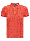 Polo Ralph Lauren Logo Embroidery Braided Polo Shirt In Red