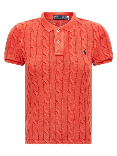Polo Ralph Lauren Logo Embroidery Braided Polo Shirt In Red