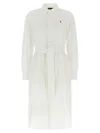 Polo Ralph Lauren Linen Shirt Dress With Long Sleeves And Waist Tie In White