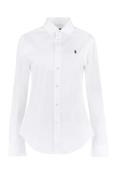 Polo Ralph Lauren Cotton Shirt With Embroidered Logo In White