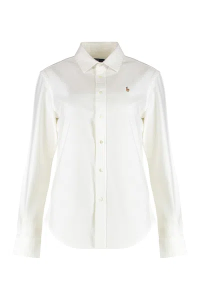 Polo Ralph Lauren Logo Embroidery Cottond Shirt In White
