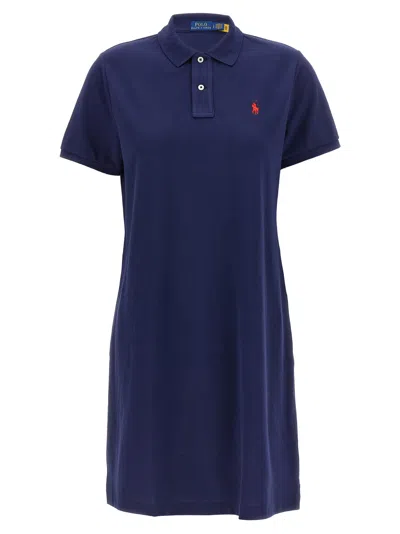Polo Ralph Lauren Logo Embroidery Dress In Blue